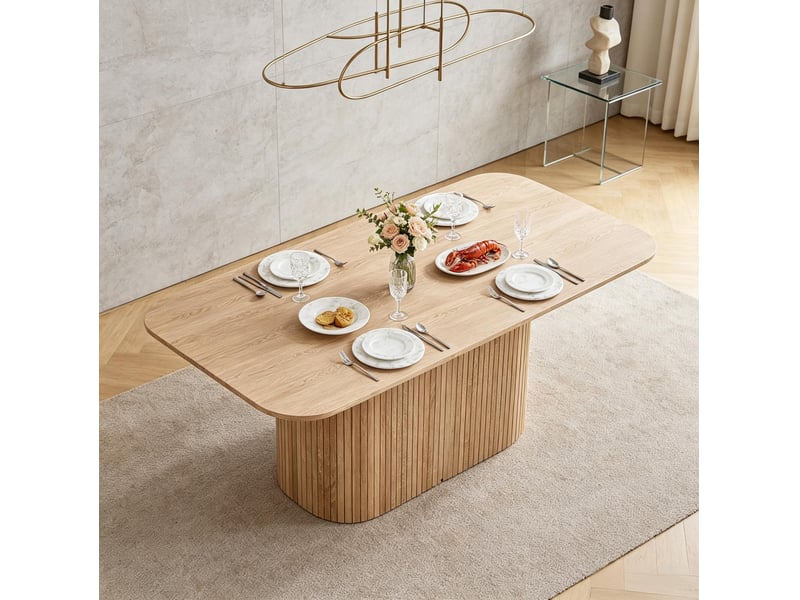 Table à manger rectangulaire 160 x 90 cm – bois clair – design moderne polyvalent pour 4 à 6 personnes - Conforama B