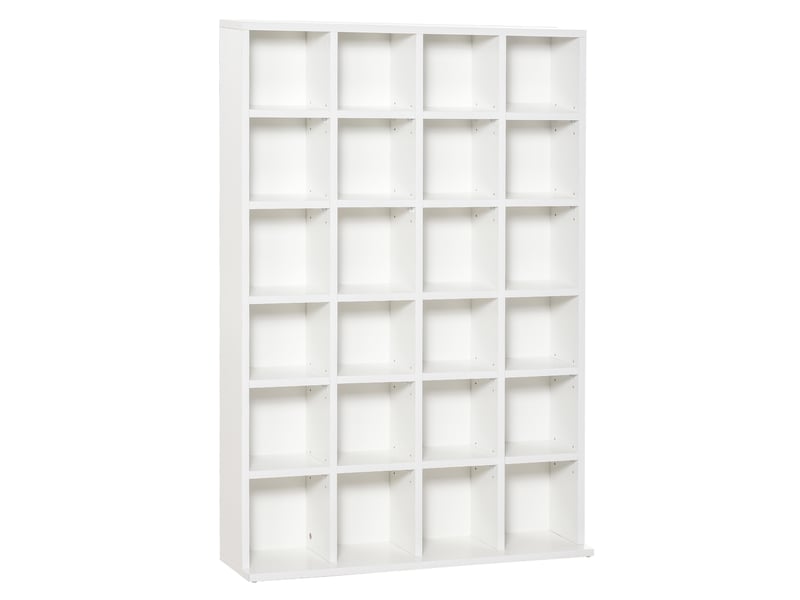  Bibliothèque à cd à 24 niveaux, hauteur réglable, en bois, 130,5 x 89 x 20 cm, blanche  - Conforama A