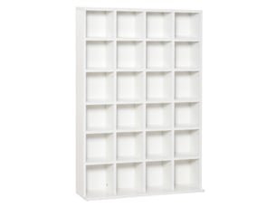 Bibliothèque à cd à 24 niveaux, hauteur réglable, en bois, 130,5 x 89 x 20 cm, blanche