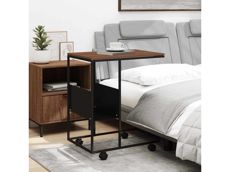  Table d'appoint | bout de canapé table basse avec roues marron 55x36x63,5 cm bois d'ingénierie shl8410  - Conforama C