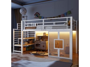 Lit mezzanine 90x200 cm <strong>SAPGAKS</strong>  <strong></strong> coloris blanc