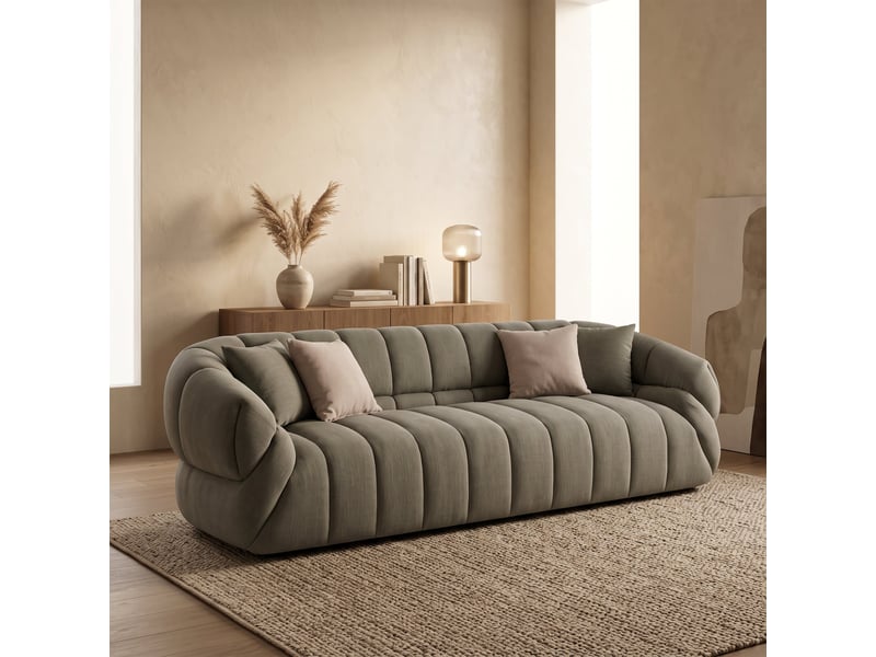  Canapé 3 places en tissu vert  - Conforama B