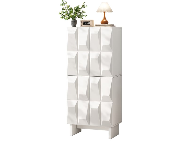  Meuble de rangement 60,5x34x135,5 cm à 4 portes, 4 compartiments, étagères réglables, panneau de particules  - Conforama A