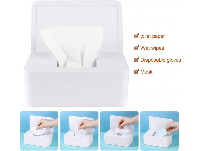 Boite a mouchoirs avec couvercle,boîte à lingettes humides étanche poussière,distributeur mouchoirs pour voiture bureau à domicile (blanc) - Conforama C