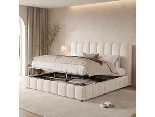 Lit coffre 160x200 cm <strong></strong> <strong>Qualité haut de gamme</strong> coloris beige