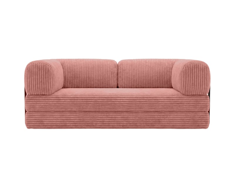  Cosima - canapé droit convertible gros velours côtelé 3 places rose  - Conforama A