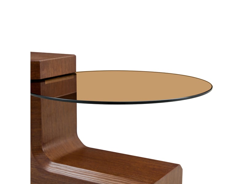  Table basse gigogne ronde, plateau en verre brun, structure en mdf aspect noyer, design séparable et gain de place  - Conforama D