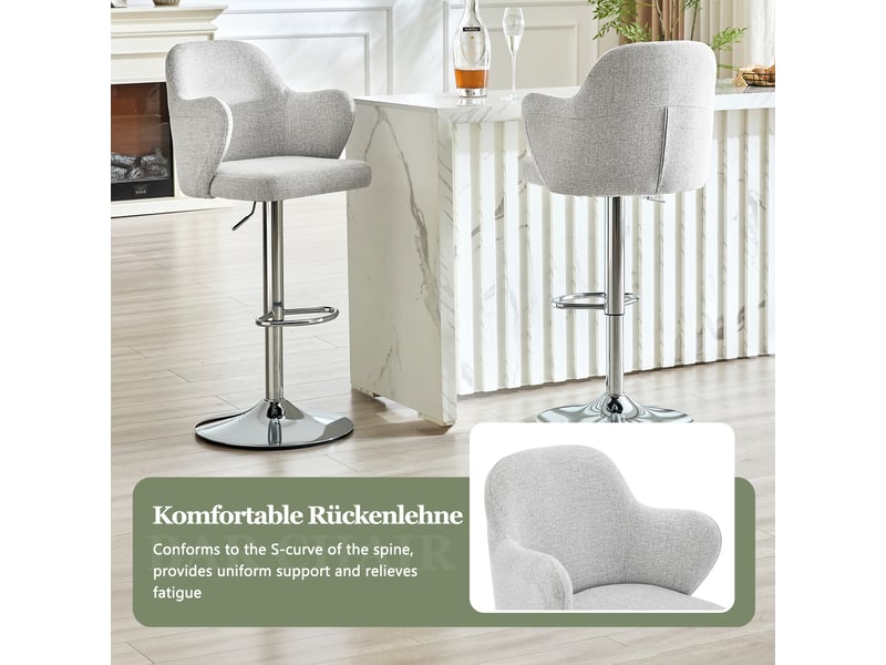  Lot de 2 tabourets de bar pivotants réglables en tissu gris clair W3658P437732 - Conforama D