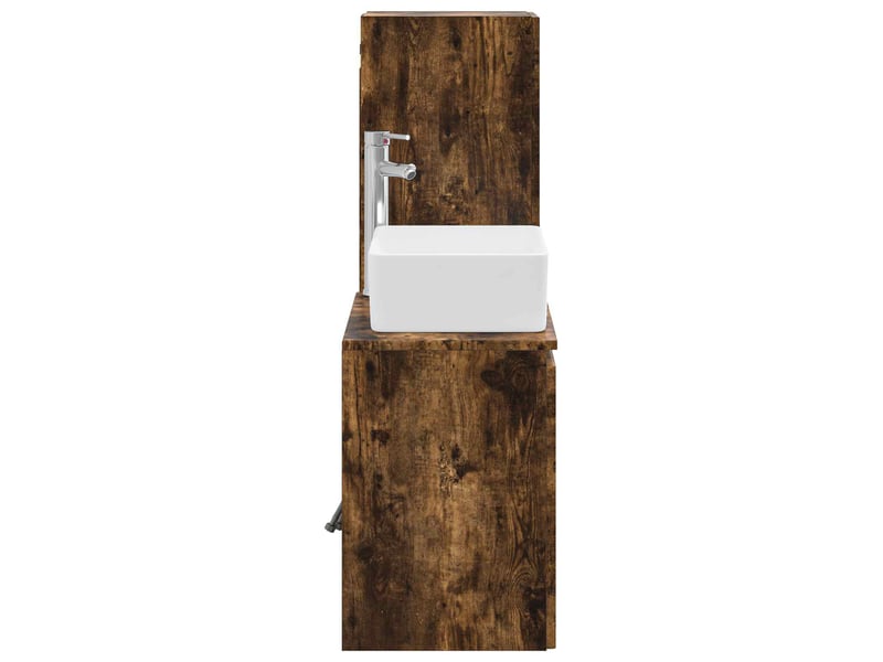 Ensemble de mobilier de salle de bain 2 pcs chêne fumé shl8207 - Conforama D