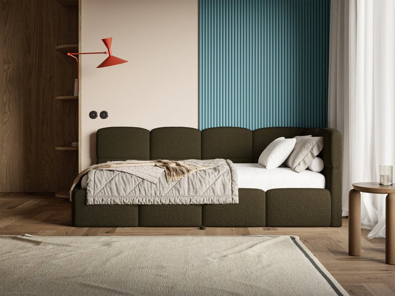  Selsey cloudy - lit rembourré - 170x185 cm - bouclé vert olive - côté droit Cloudy - Conforama B