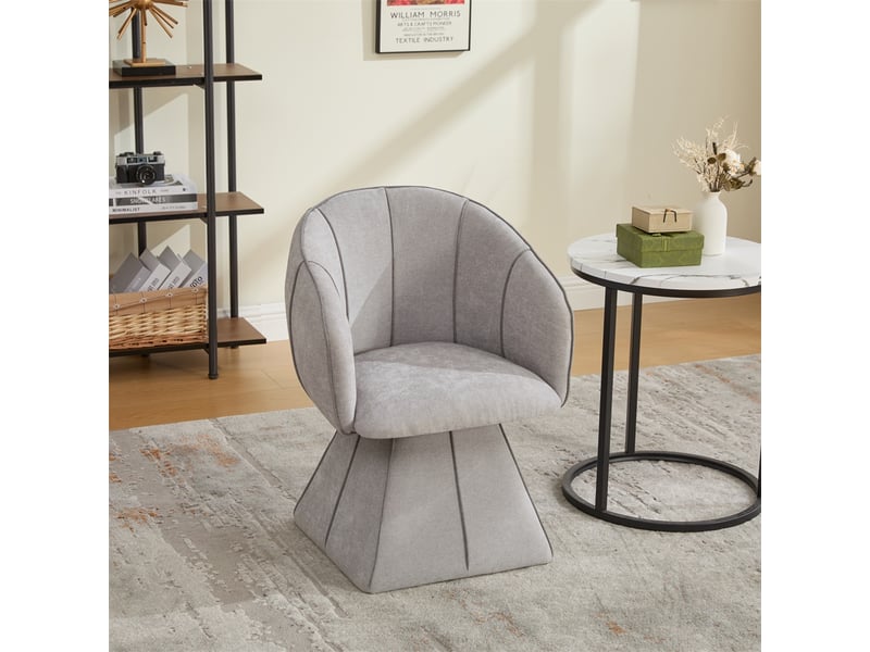  Chaise pivotante 56x54x74.5cm - fauteuil ergonomique coquillage en tissu chenille pour adulte et adolescent salon - gris  - Conforama B