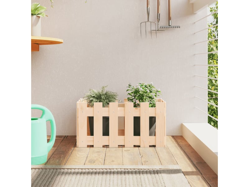  Jardinière - bac à fleurs avec design de clôture 60x30x30 cm pin massif  - Conforama B