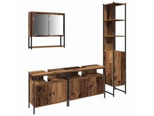 Ensemble de mobilier de salle de bain 4 pièces bois ancien cf64542