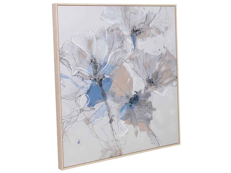  Tableau peint à la main avec cadre en bois blanc cassé 103x4x103h cm  - Conforama A