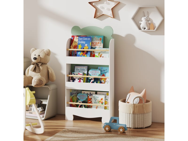  Bibliothèque pour enfant, rangement livre enfant 3 niveaux pour salle de jeux, chambre d'enfant, vert  - Conforama D