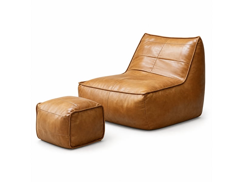  Fauteuil pouf modenvie avec repose-pieds marron en tissu technique 80 x 93 x 75 cm  - Conforama A