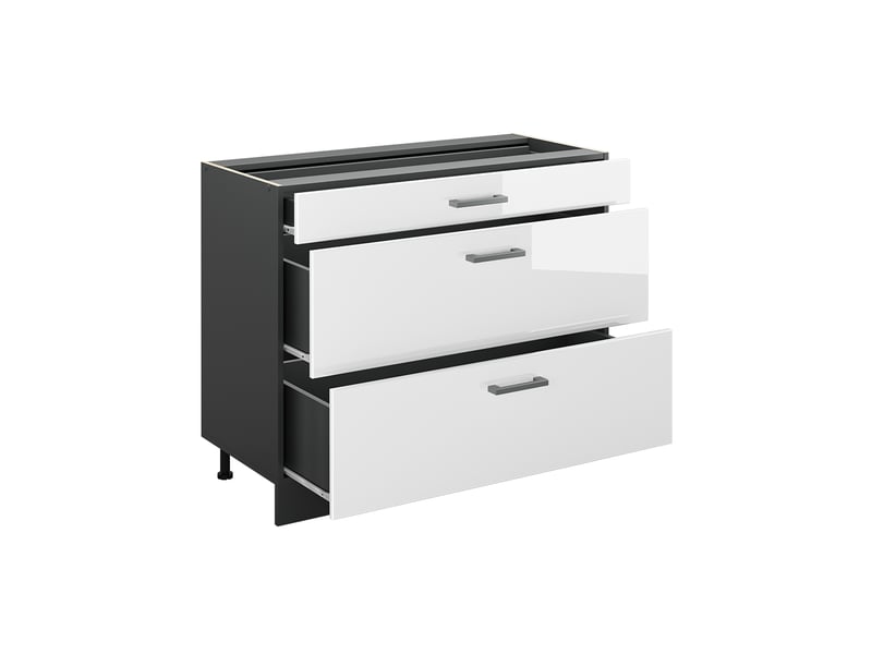  Vicco meuble cuisine, blanc haute brillanceanthracite, 100cm plan de travail marbre  - Conforama C