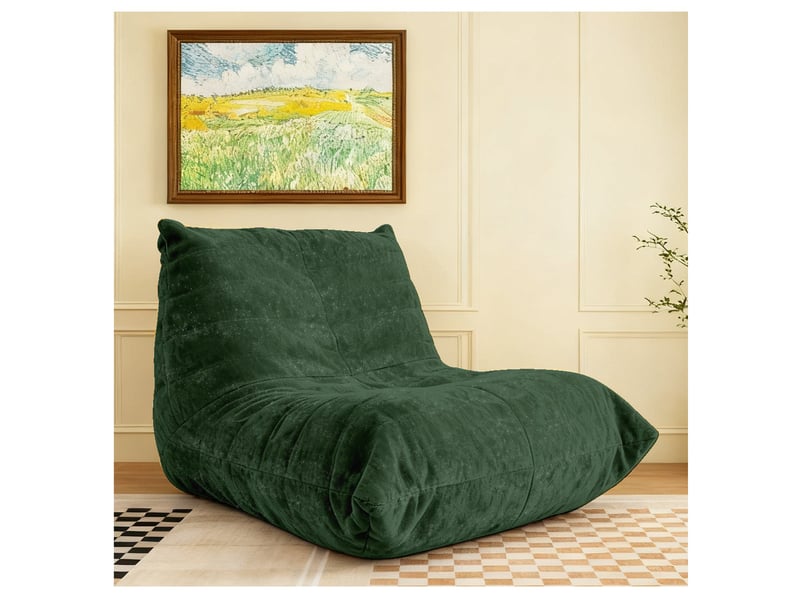 Chauffeuse matelassée chenille verte pailletée fauteuil de sol 90x100 - Conforama C
