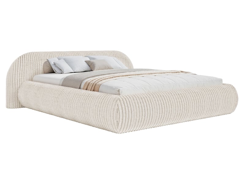  Selsey shels - lit rembourré - 200x200 cm - velours côtelé crème Shels Low - Conforama A