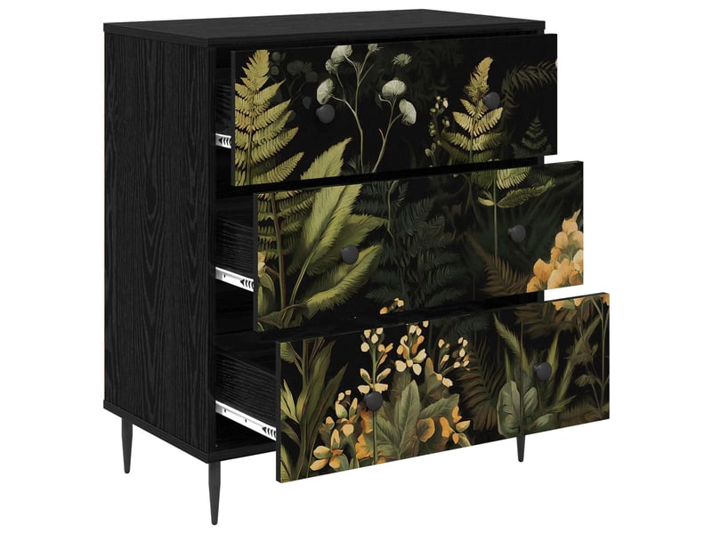  Commode chambre, meuble de rangement rhenen imprimé jungle tropical 66 x 36,5 x 76 cm  - Conforama C