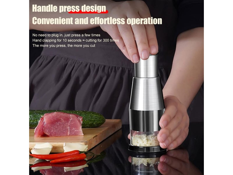  1 hachoir à ail pressé cusine, hachoir à oignons multifonction, presse-ail en acier inoxydable, broyeur à ail haché pour hacher les légumes, presse-ag  - Conforama C