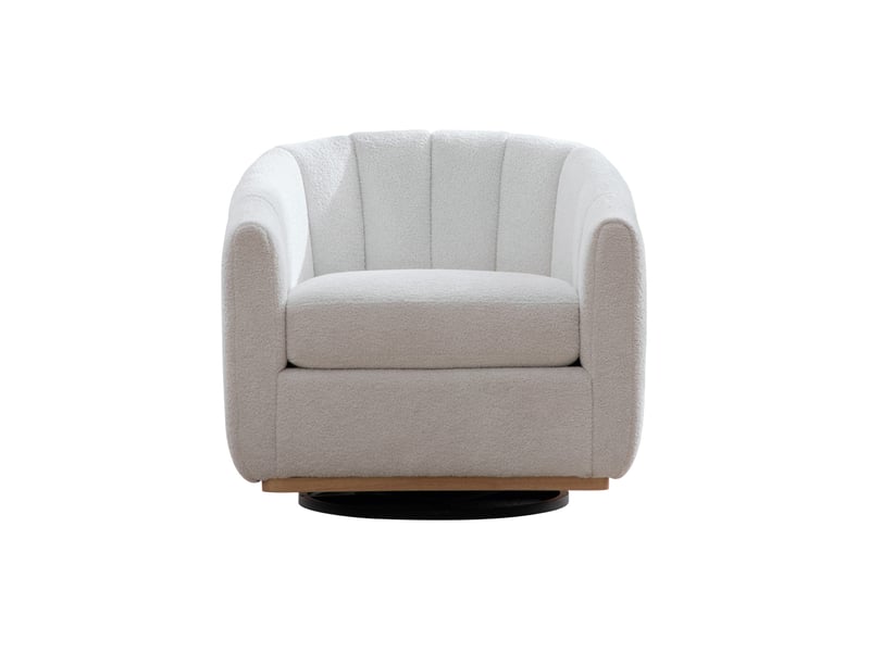  Fauteuil pivotant en chenille ivory avec base métallique, rotation à 360°  - Conforama A