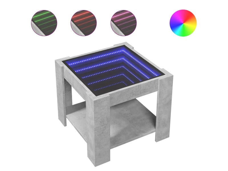  Table basse - table de salon - table à thé avec led gris béton 53x53x45 cm bois d'ingénierie  - Conforama A
