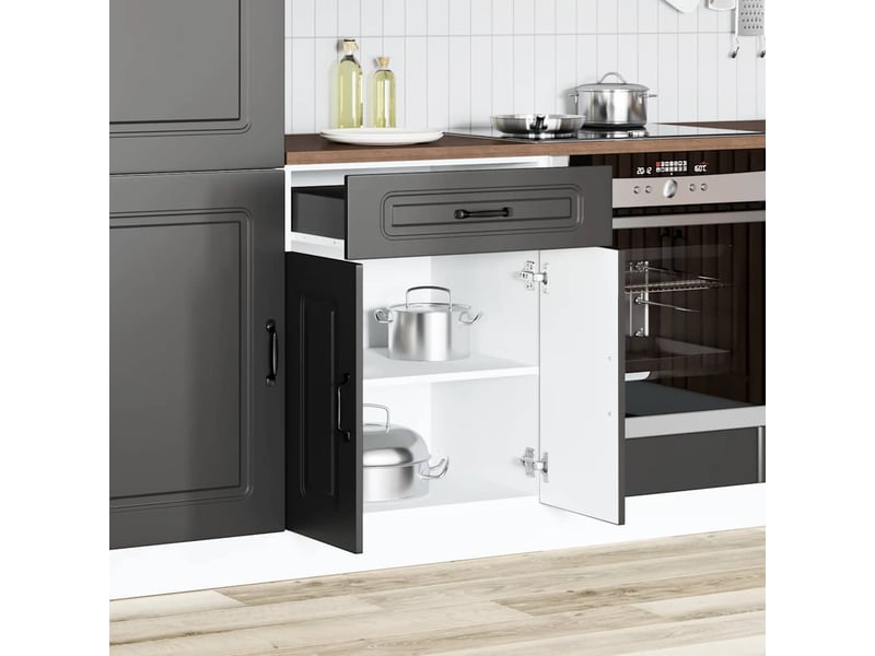 Meuble de rangement, armoire de cuisine kalmar noir bois d'ingénierie shl8639 - Conforama C