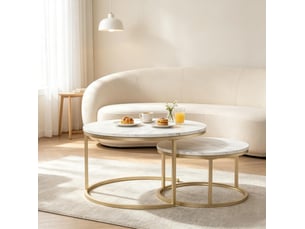 Table basse rond(e) coloris blanc <strong>CHICFURN</strong> <strong></strong> - 80 cmx60 cm
