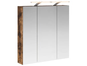 Armoire miroir salle de bain, meuble de rangement chêne fumé 70x14.5x70 cm shl3850