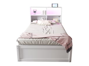 Lit avec rangement 90x200 cm HAVRYA coloris blanc