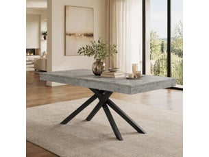 Table à manger extensible rectangulaire 140-180 x 80 cm, 6 à 8 personnes, mdf gris