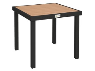 Table de jardin 78 x 78 x 74 cm naturel et noir, plateau aspect bois, cadre aluminium pour 4 personnes