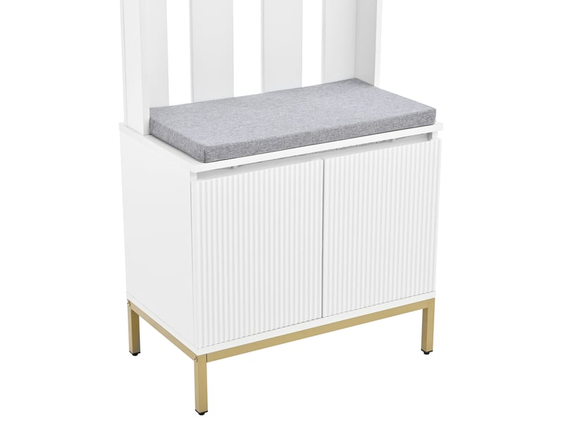 Vestiaire d’entrée avec banc, chaussures et led 60x35,5x191,5 cm blanc - Conforama R