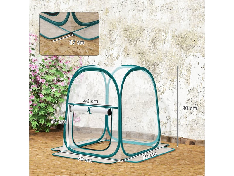 Mini serre pliante pop-up d'extérieur avec porte enroulable et couverture transparente  - Conforama E