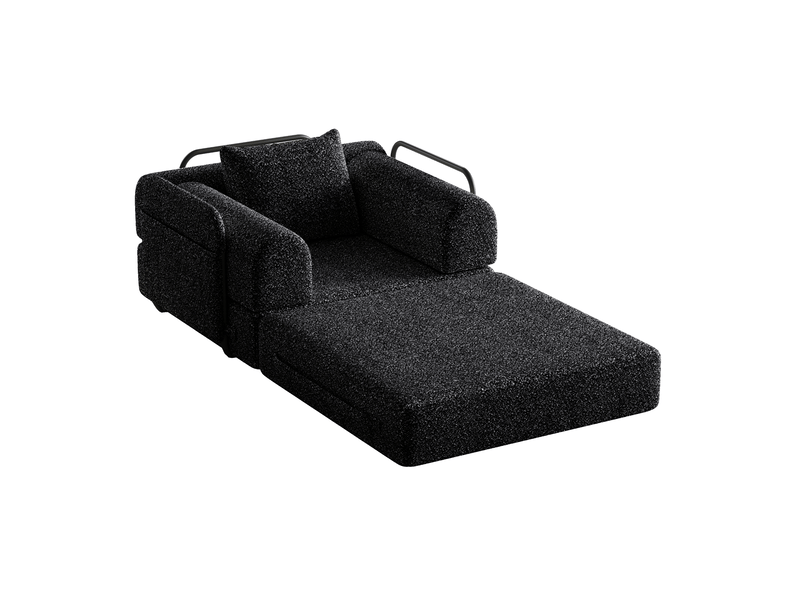  Canapé-lit 2-en-1 1 place 91.4x94x69.8 cm avec rangement dans l’accoudoir, structure en métal, coloris noir  - Conforama E
