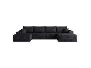 Canapé d'angle modulable 340x175x83 cm avec chaise longue noir