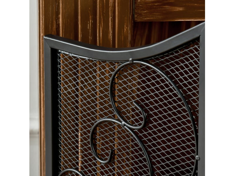  Grille de cheminée pliable 3 panneaux design vintage métal noir pour protection sécurisée  - Conforama D