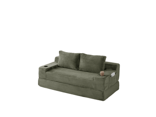 Canapé droit fixe <strong></strong> <strong></strong> 2 places Velours côtelé vert avec coffre de rangement