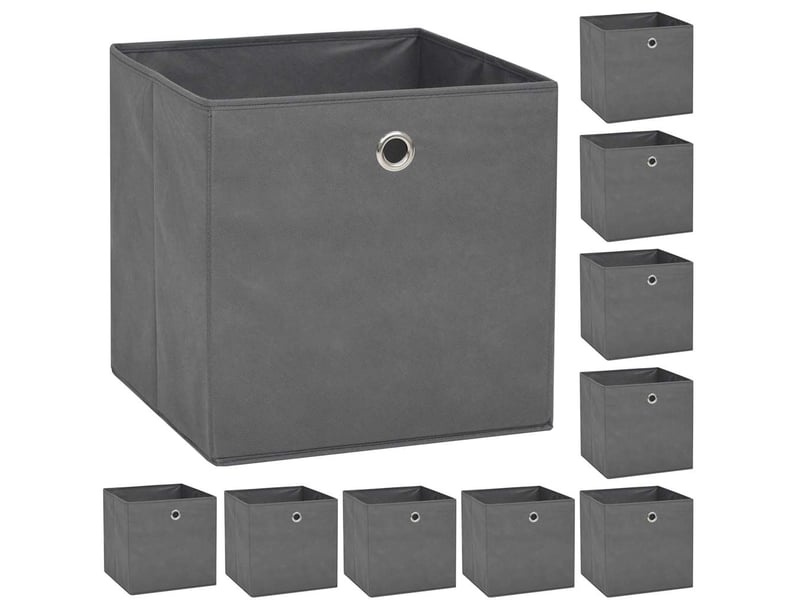  Boîte de rangement 10 pcs tissu non-tissé 32x32x32 cm gris  - Conforama B
