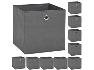 Boîte de rangement 10 pcs tissu non-tissé 32x32x32 cm gris
