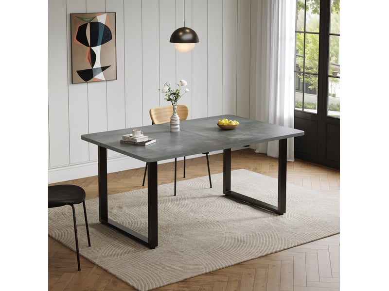  Table à manger extensible 140, 180 et 220x80 cm, 6 à 10 places en mdf gris  - Conforama C