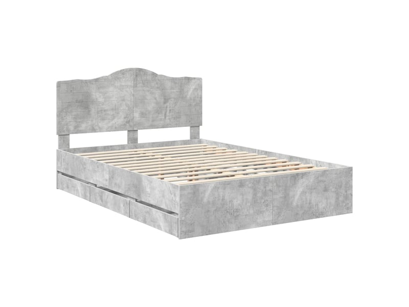  Lit double- lit adulte -  cadre de lit gris béton 150 x 200 cm bois ingénierie  - Conforama C
