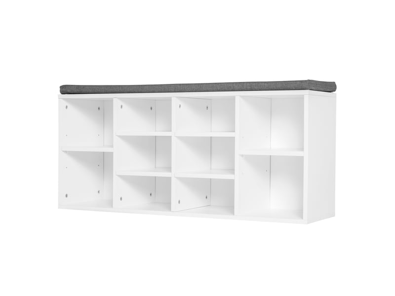  Banc à chaussures pour 8 à 10 paires, étagères réglables, bois, blanc, 104 x 30 x 48 cm  - Conforama A