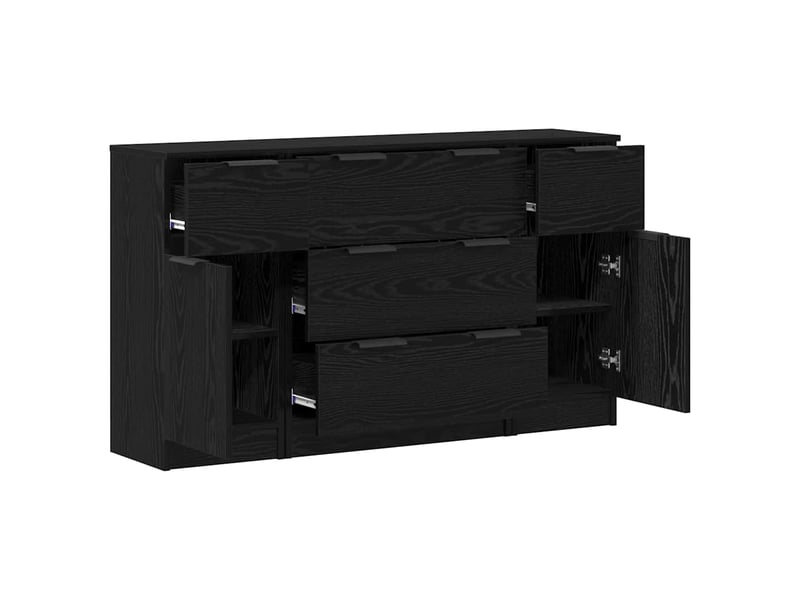 Buffet - bahut - meuble de rangement 3 pc chêne noir 121 x 30 x 70 cm bois d'ingénierie - Conforama E
