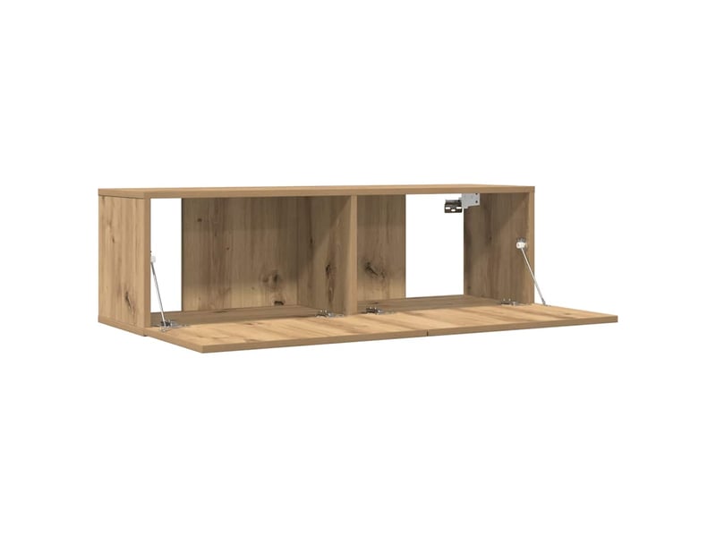  Lot de 2 meuble tv mural, meuble tv suspendu chêne artisanal 100x30x30 cm  - Conforama D