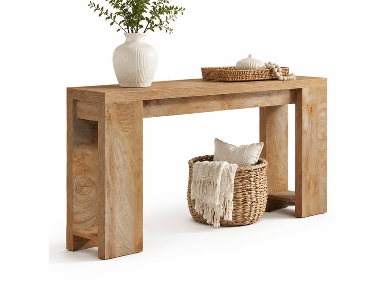  Table console 160x29,5x85 cm rustique panneau de particules marron  - Conforama A