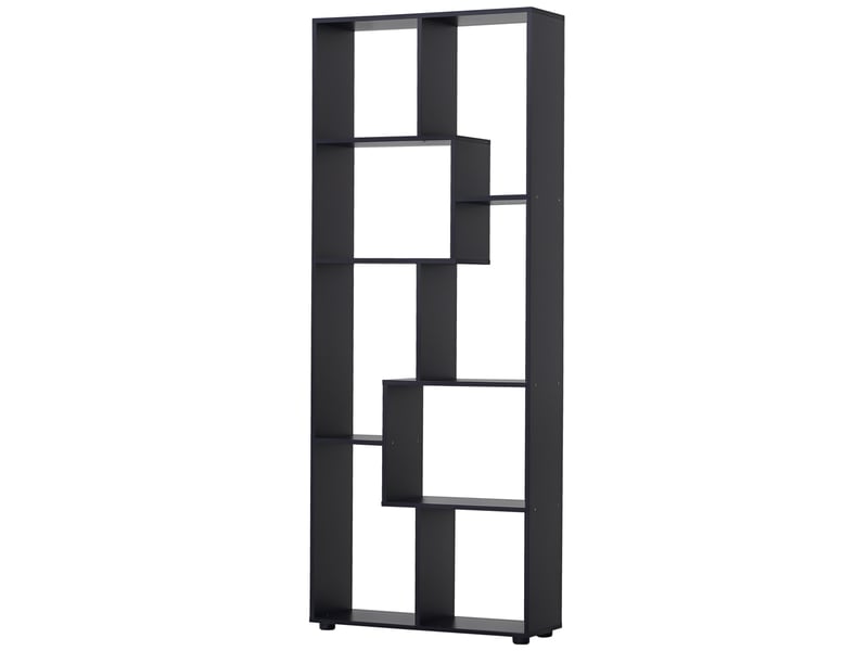  Bibliothèque étroite moderne à 8 étagères, idéale pour le salon, la chambre ou le bureau, 70 x 24 x 178 cm, noire.  - Conforama A