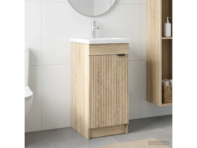 Meuble salle de bain avec évier, meuble de rangement chêne sonoma shl8320 - Conforama B