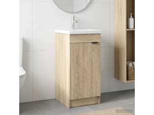 Meuble salle de bain avec évier, meuble de rangement chêne sonoma shl8320